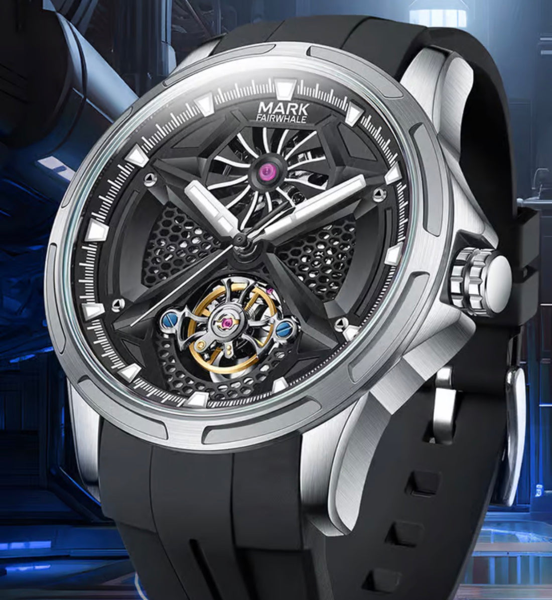 Mark Fairwhale FW-6008 Futuristic Skeleton Automatic Watch